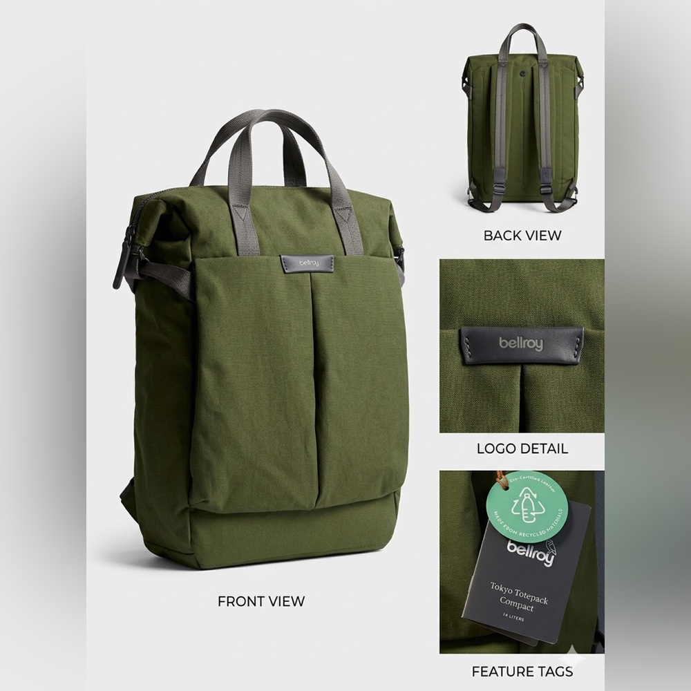 Bellroy Tokyo Totepack Compact 14L - New with Tags - Green